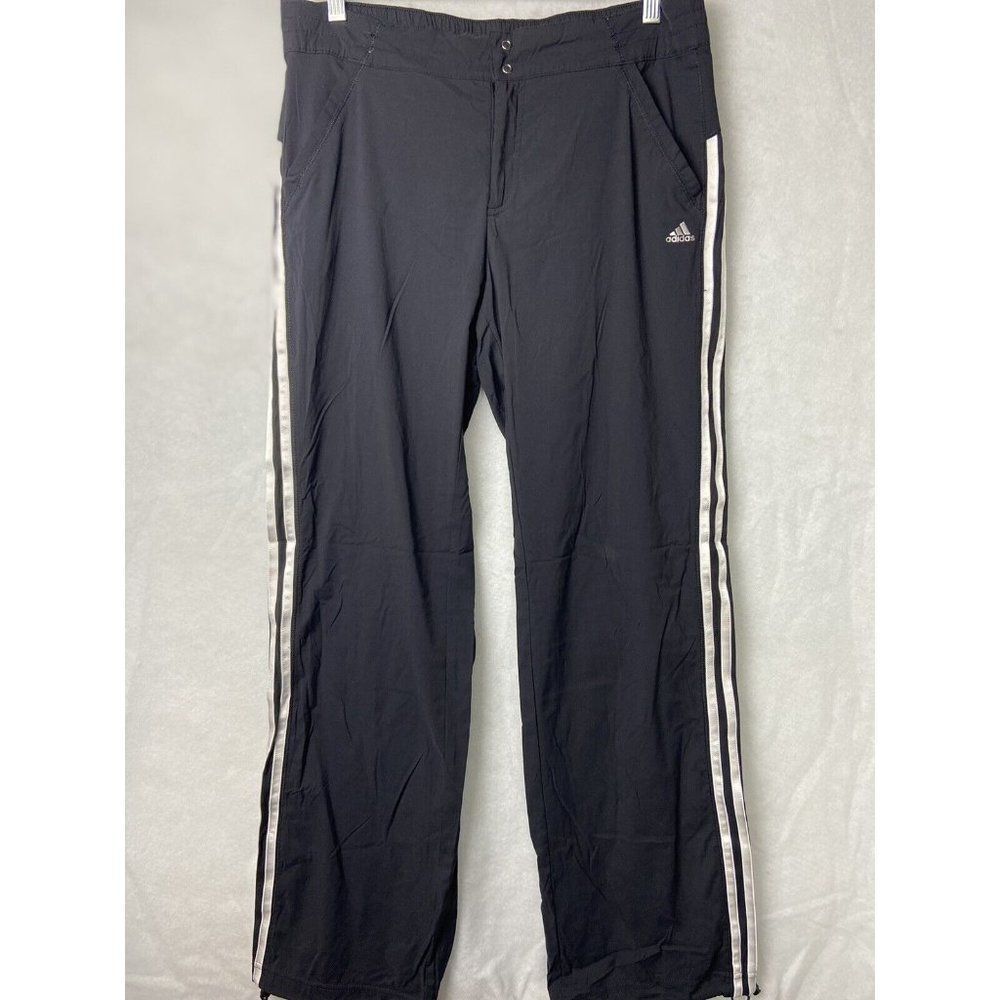 Adidas Golf Pants Women's Size 12 Black white three stripes Stretch ClimaLite